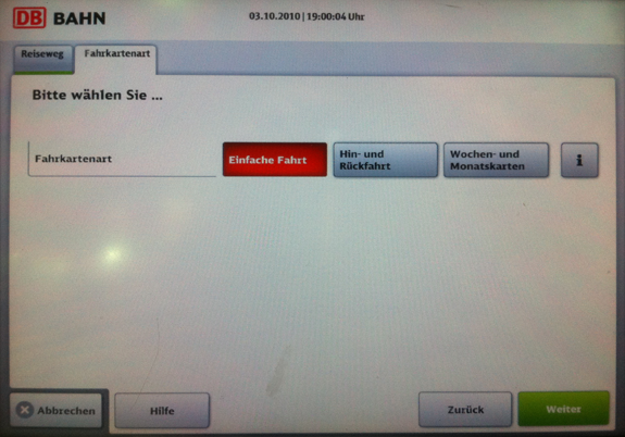 Neues User Interface Deutsche Bahn Fahrkartenautomaten