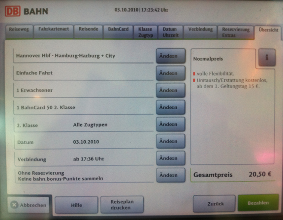 Neues User Interface Deutsche Bahn Fahrkartenautomaten